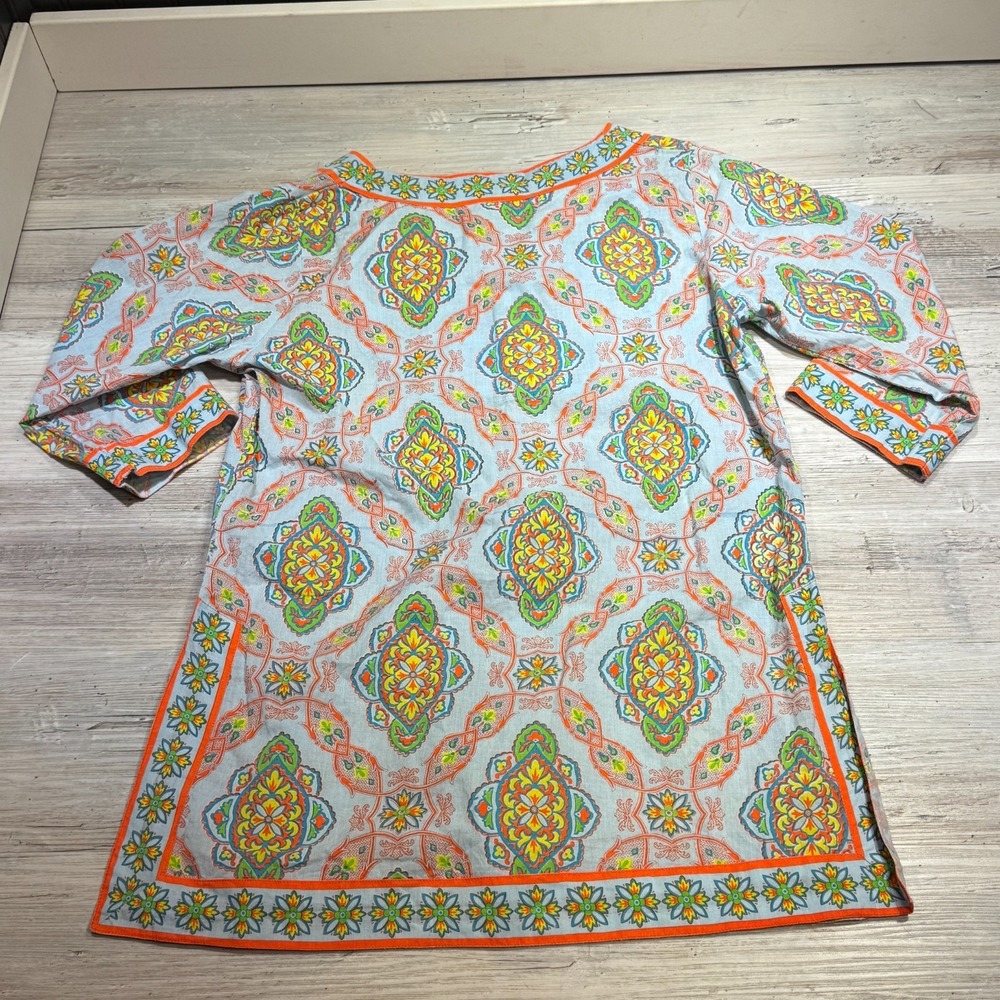 Gretchen Scott Split Neck Patterned Tunic Womens Sz S‎ - Picture 2 of 8